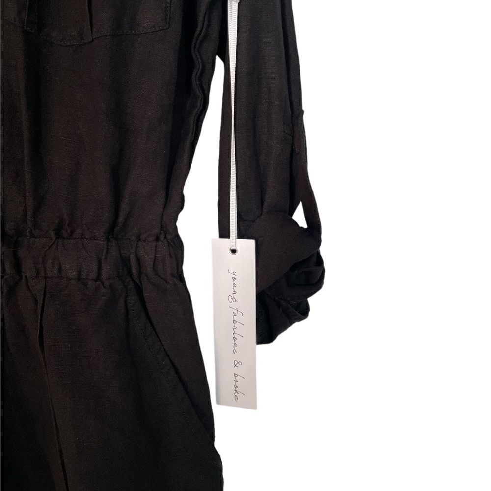 NWT Young Fabulous & Broke Lakeside Linen Romper in Black S - Picture 7 of 9